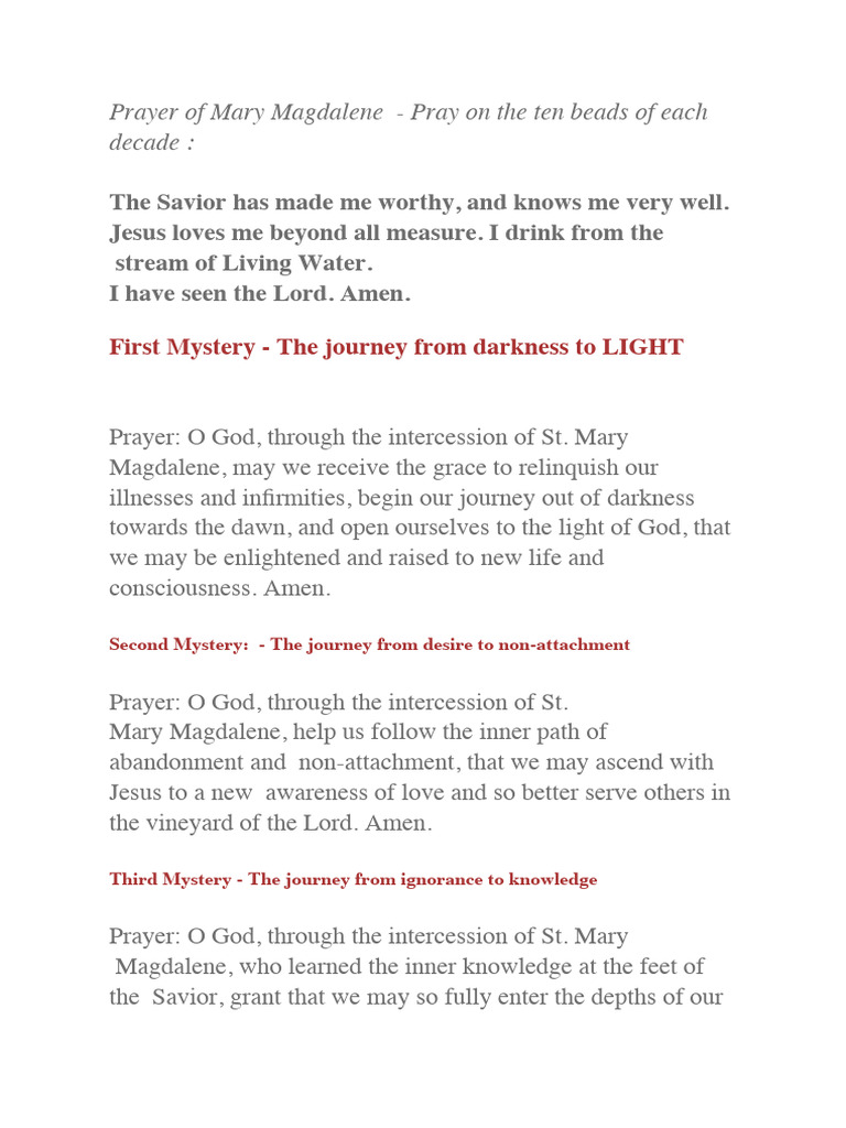 Prayer Journey with Mary Magdalene | PDF | Prayer | Mary Magdalene