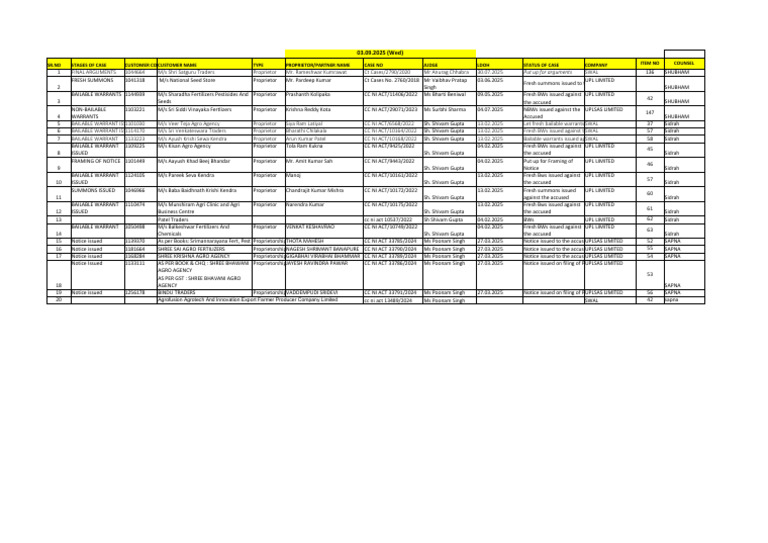 Case Status and Legal Actions Summary | PDF
