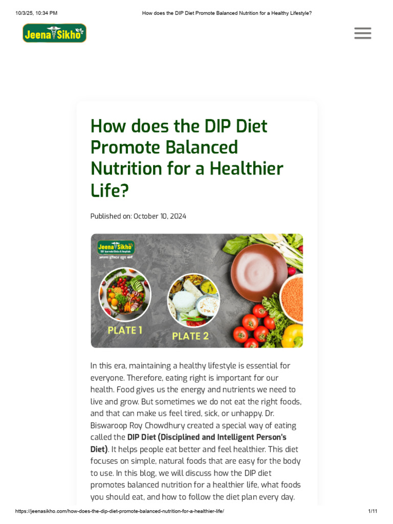 Understanding the DIP Diet Plan | PDF | Dieting | Diet (Nutrition)