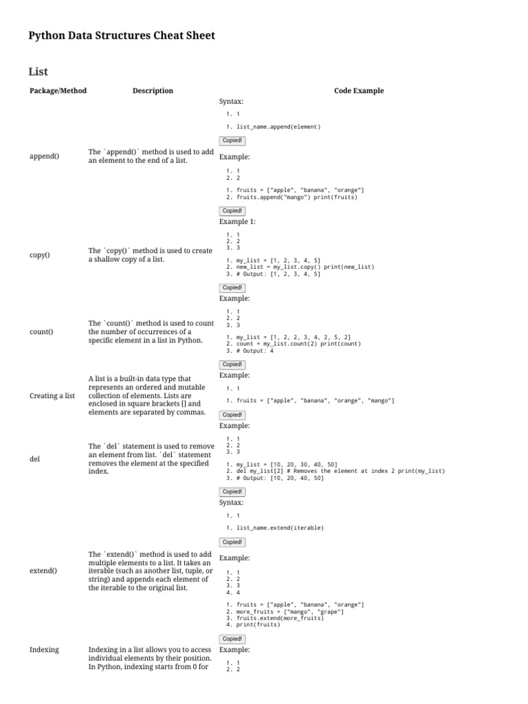 Python Data Structures Overview | PDF | Computer Science | Computing