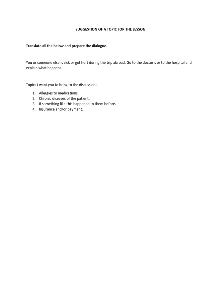Medical Emergency Dialogue Preparation | PDF