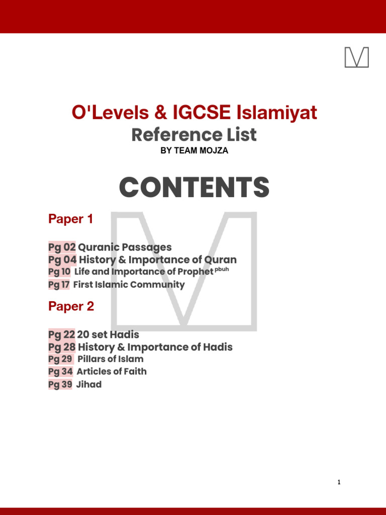 O'Levels & IGCSE Islamiyat: Reference List | PDF | God In Islam ...