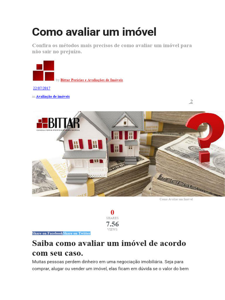 Como Avaliar Um Imóvel | PDF | Despesa | Marketing