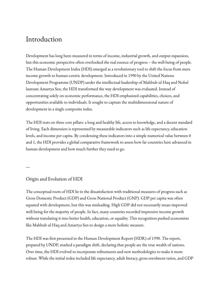 Understanding the Human Development Index | PDF | Human Development ...