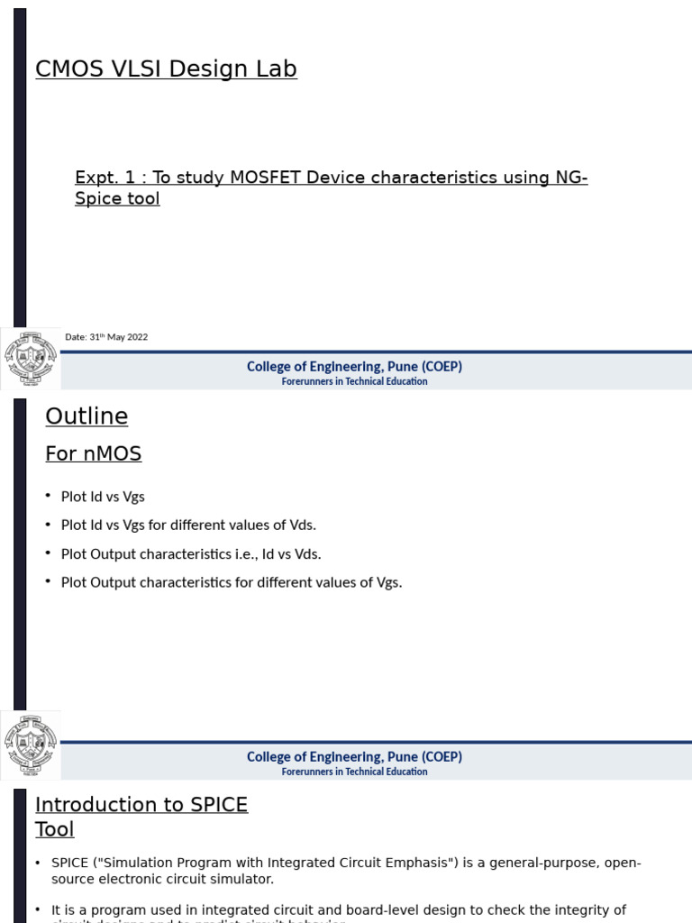 MOSFET Characteristics Study Using Ngspice | PDF | Mosfet | Spice