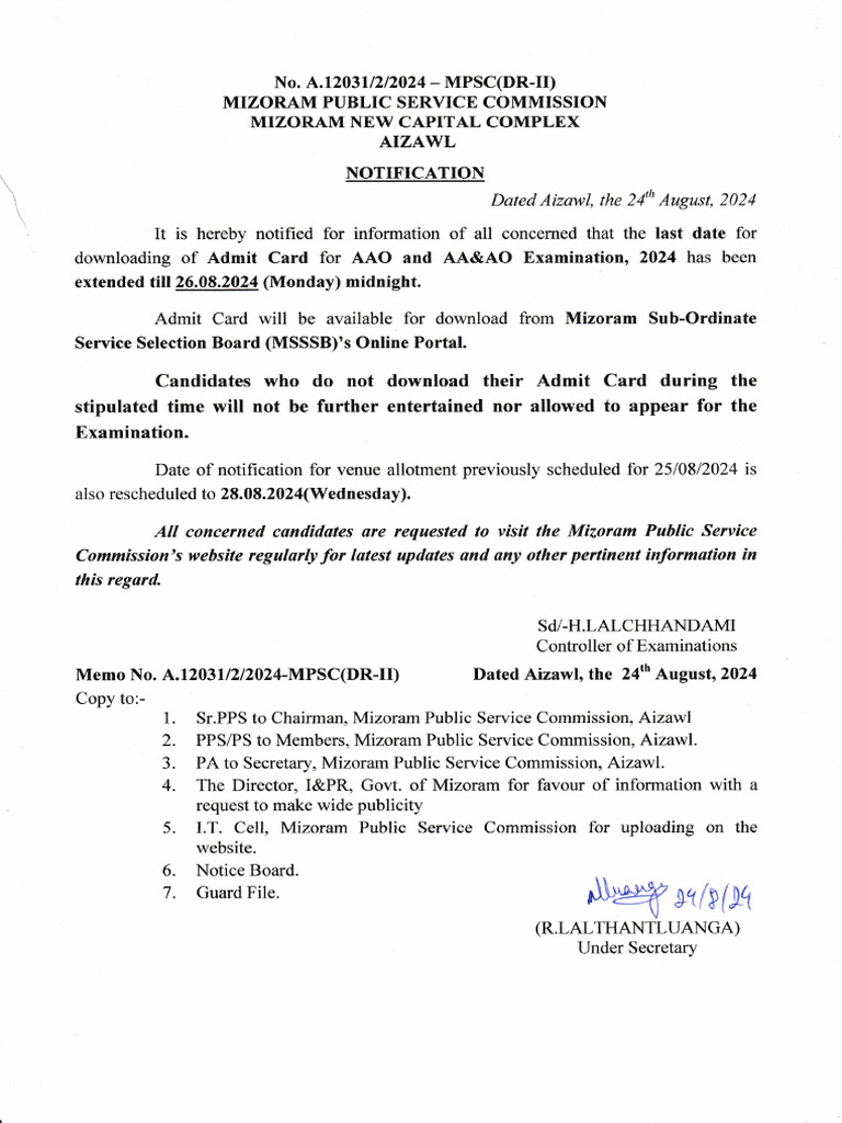 Aao Aaao Last Date Extension | PDF