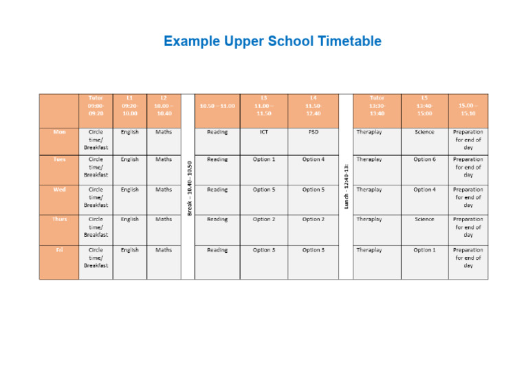 Example Upper School Timetable | PDF