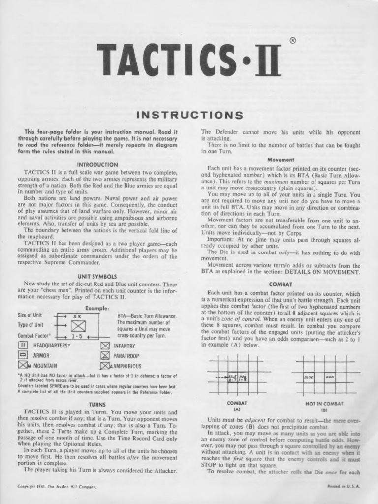 TACTICS II Game Instructions Guide | PDF | Military Science | Conflicts