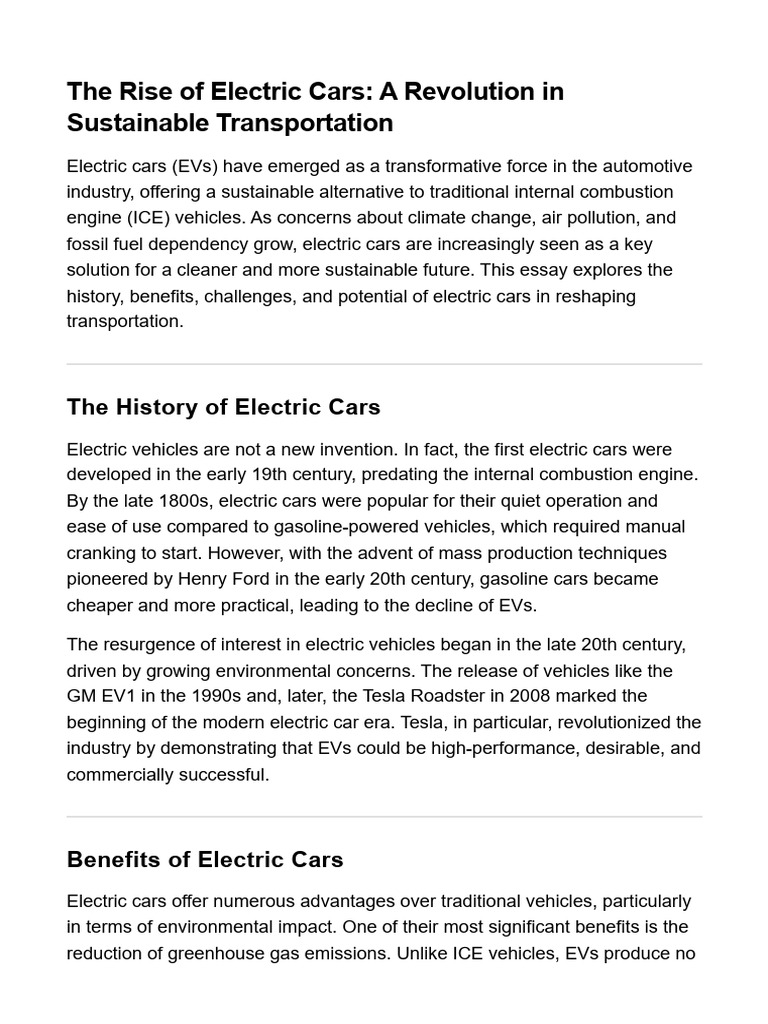 Electric Cars: The Future of Green Transport | PDF | Electric Vehicle ...