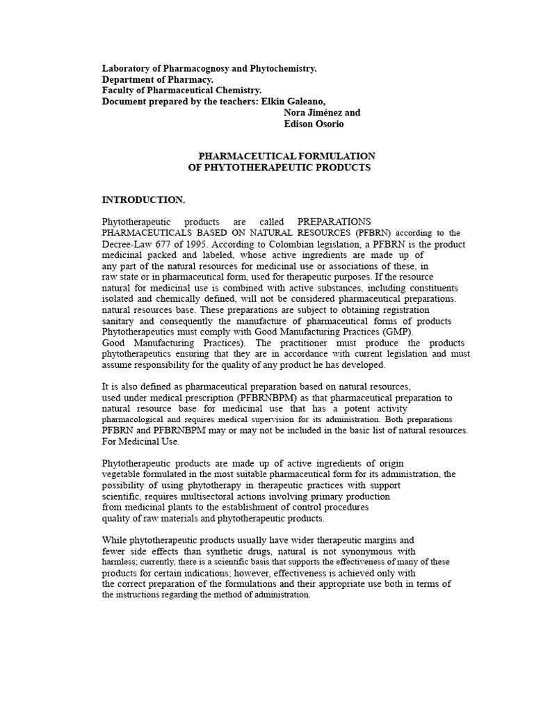 Pharmaceutical Formulation of Phytotherapeutics | PDF | Soap | Shampoo