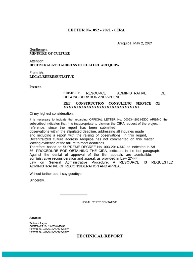 Letter N°052 - Cira | PDF | Government | Justice