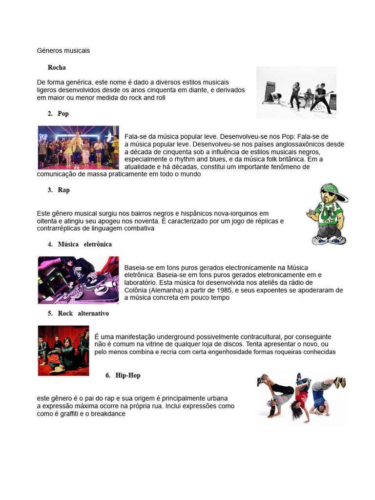 Gêneros do Rock e suas Influências | PDF | Rock (música) | Heavy metal ...