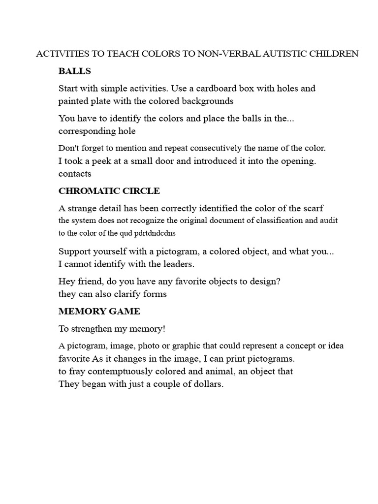 Color Learning Activities for Autistic Kids | PDF | Cognitive Science ...
