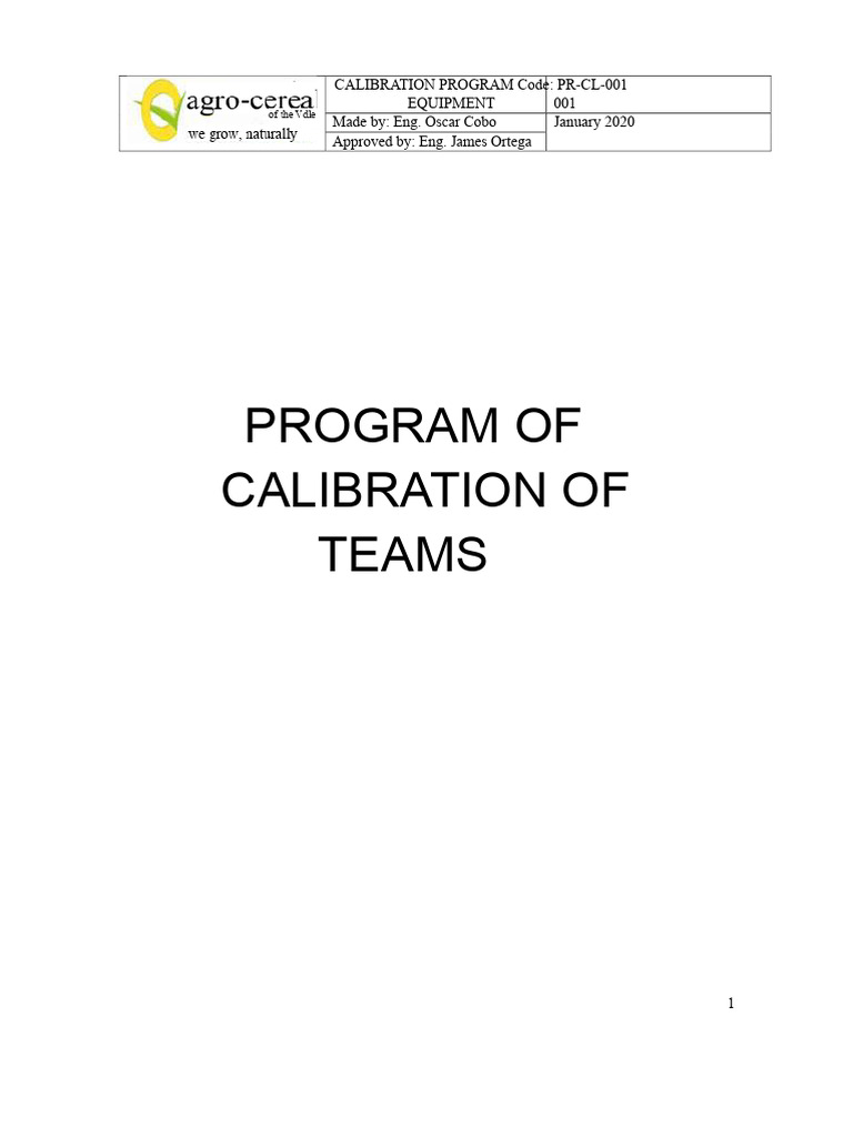 Calibration Program for Measurement Equipment | PDF | Metrology ...