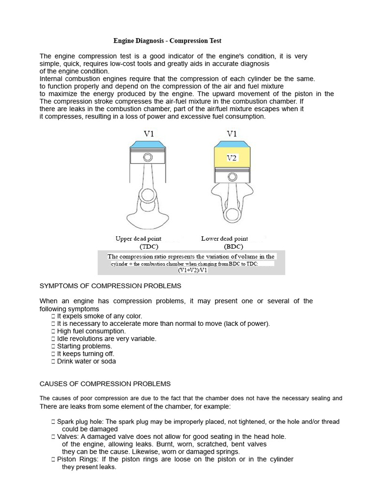 Leak Test and Compression Test in The Engine | PDF | Diesel Engine ...