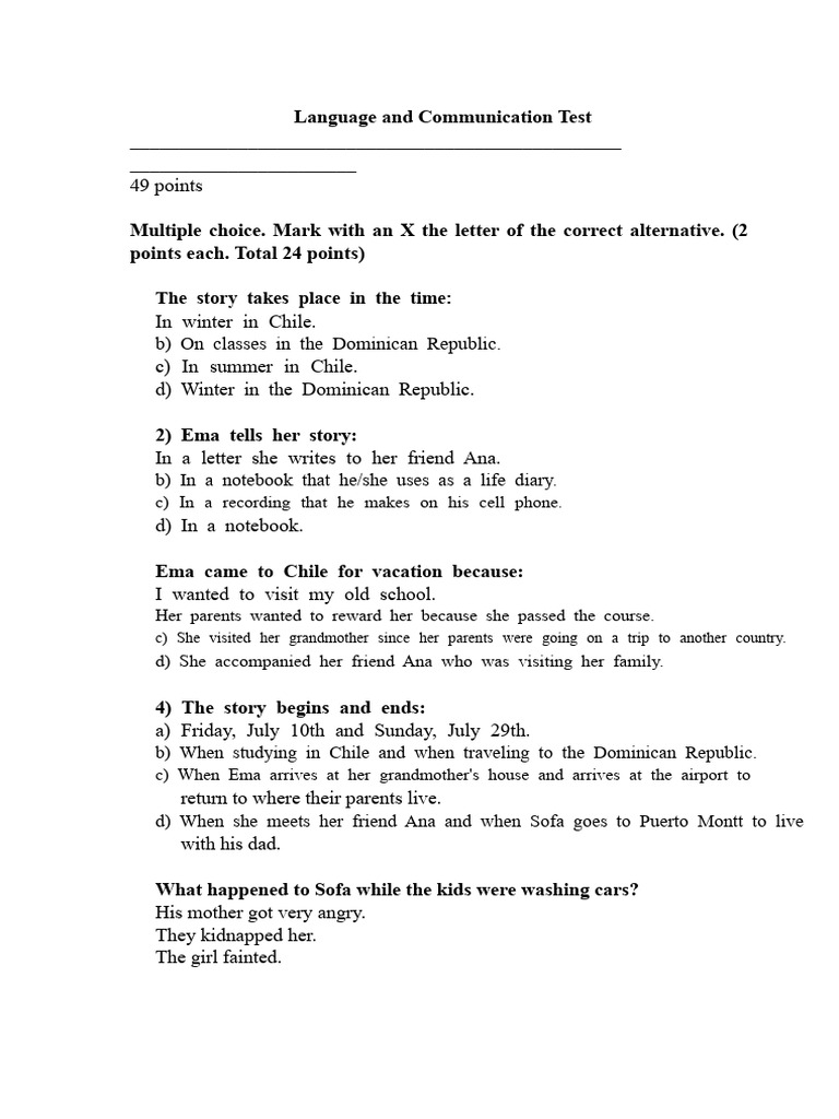 Language and Communication Test Guide | PDF