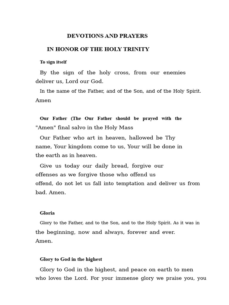 Holy Trinity Devotions and Prayers | PDF | God The Father | Trinity
