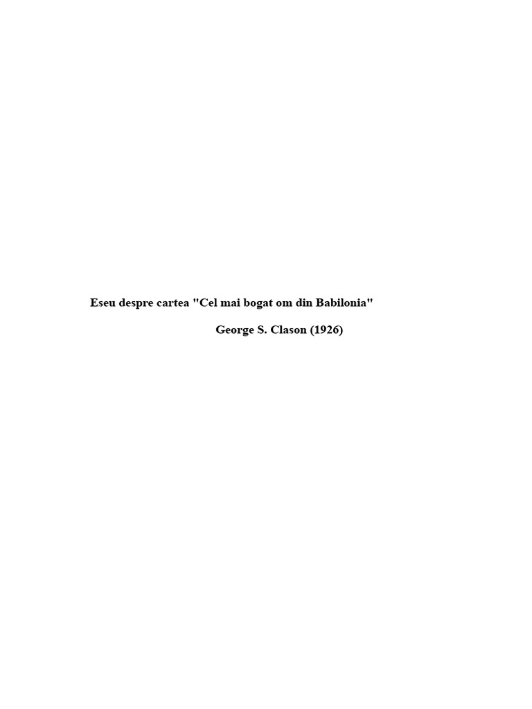 Eseu - Cel Mai Bogat Om Din Babilonia | PDF