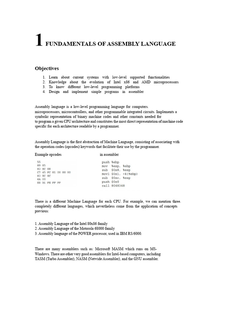 Assembly Language Fundamentals Guide | PDF | Assembly Language ...