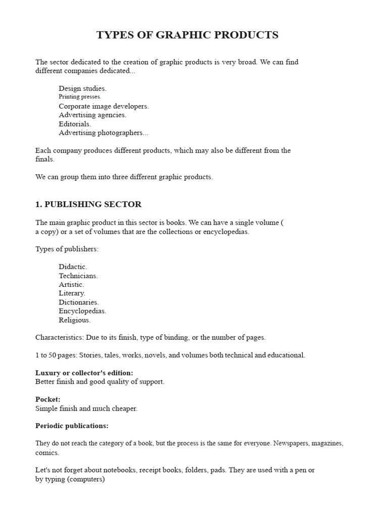 types of graphic products | PDF | Input/Output | Computer Hardware