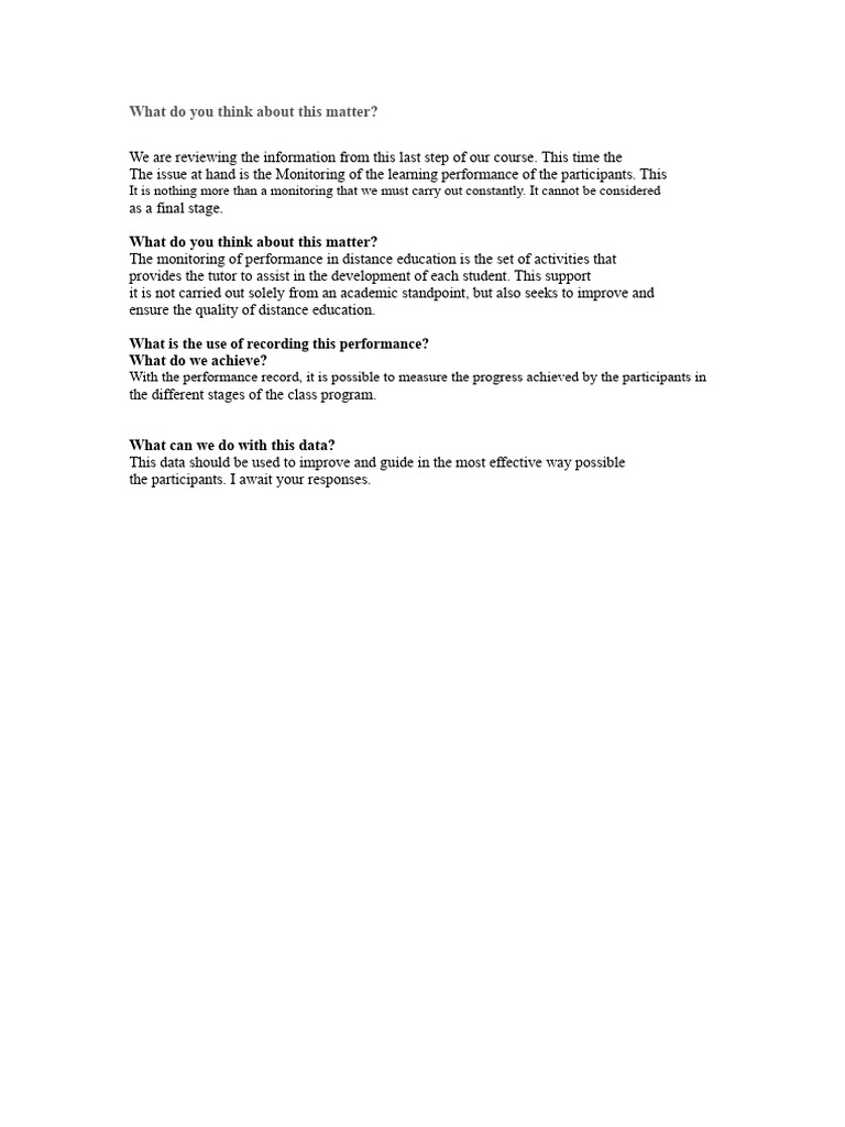 Monitoring Learning Performance in Distance Education | PDF
