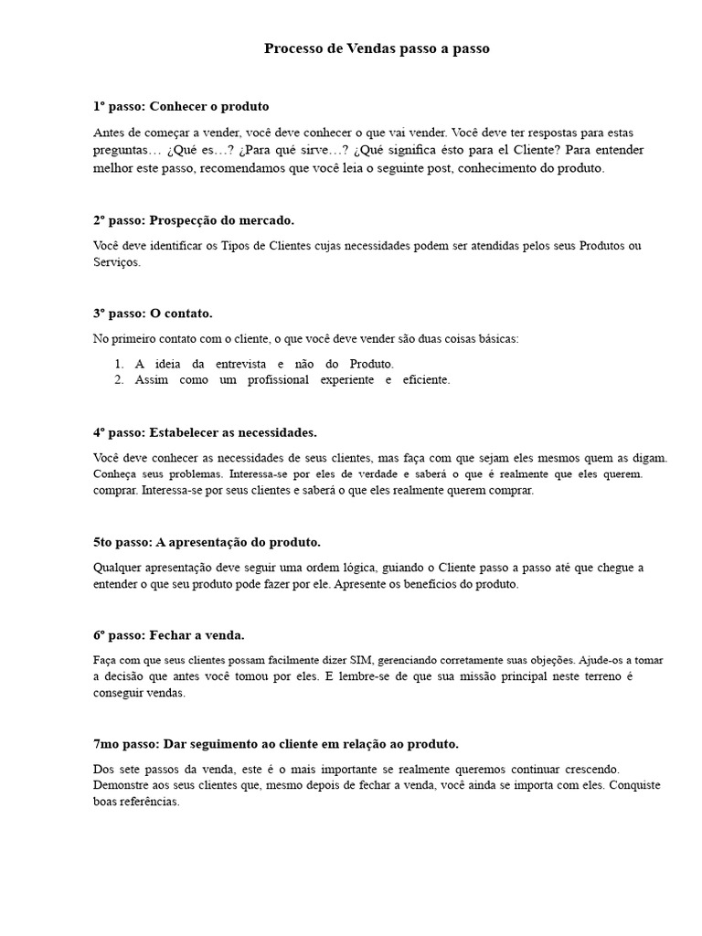 Guia Completo do Processo de Vendas | PDF