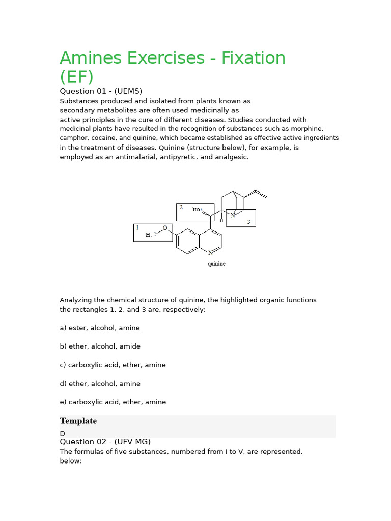 Amines Exercises | PDF | Amine | Amide