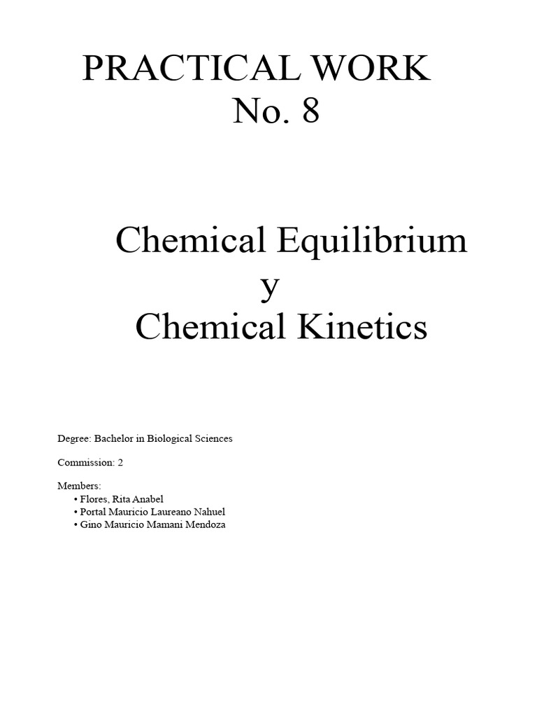 Chemical Equilibrium and Kinetics Exercises | PDF | Chemical ...