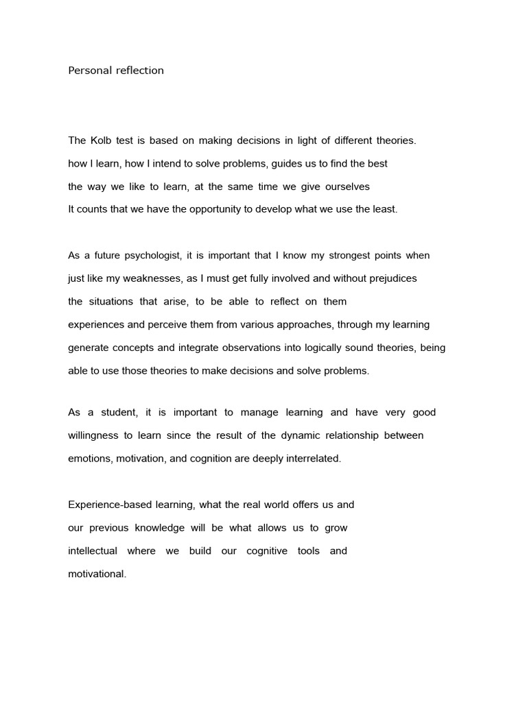 Personal Reflection Sheet | PDF