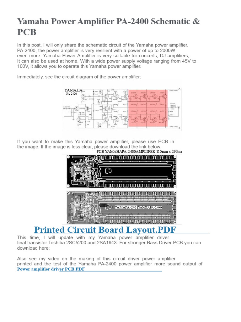 Yamaha PA-2400 Schematic | PDF