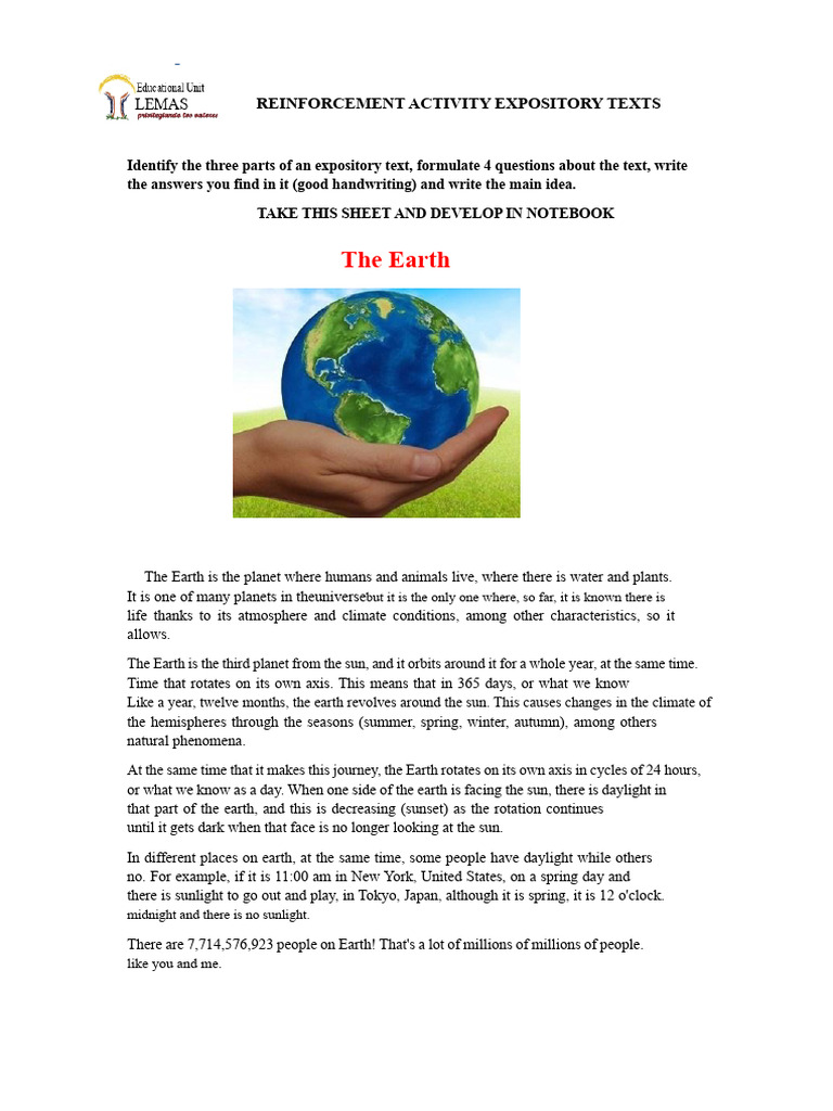 Reinforcement Activity Expository Texts ...