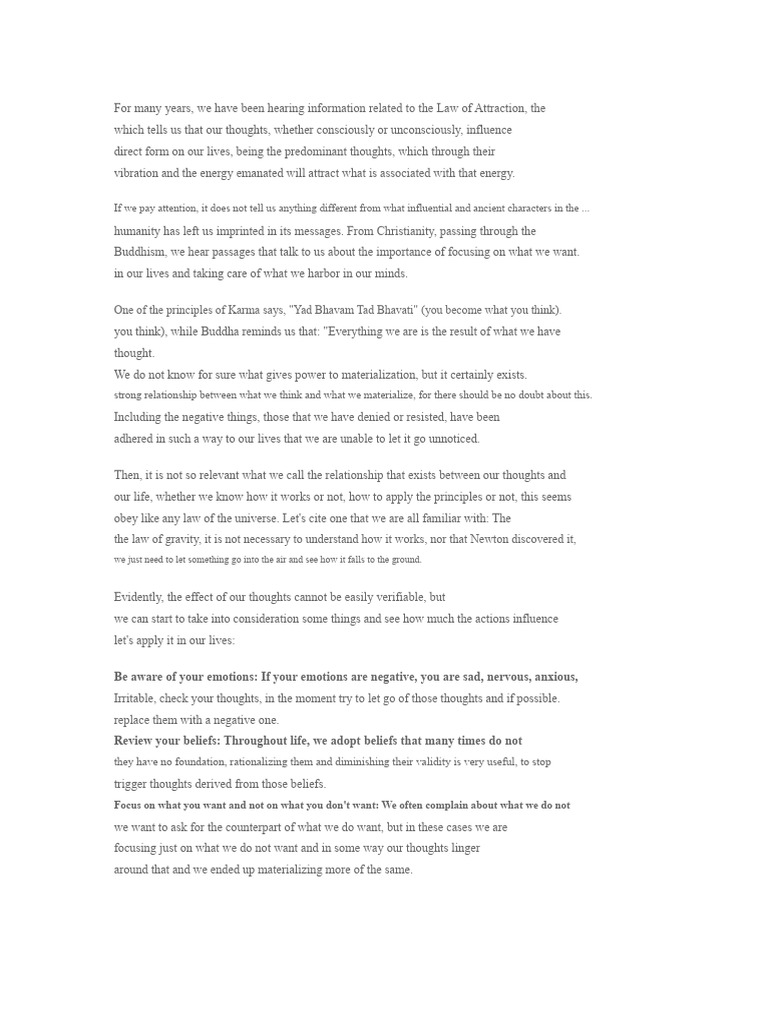 7 Steps To Materialize What We Desire | PDF | Thought | Law Of ...