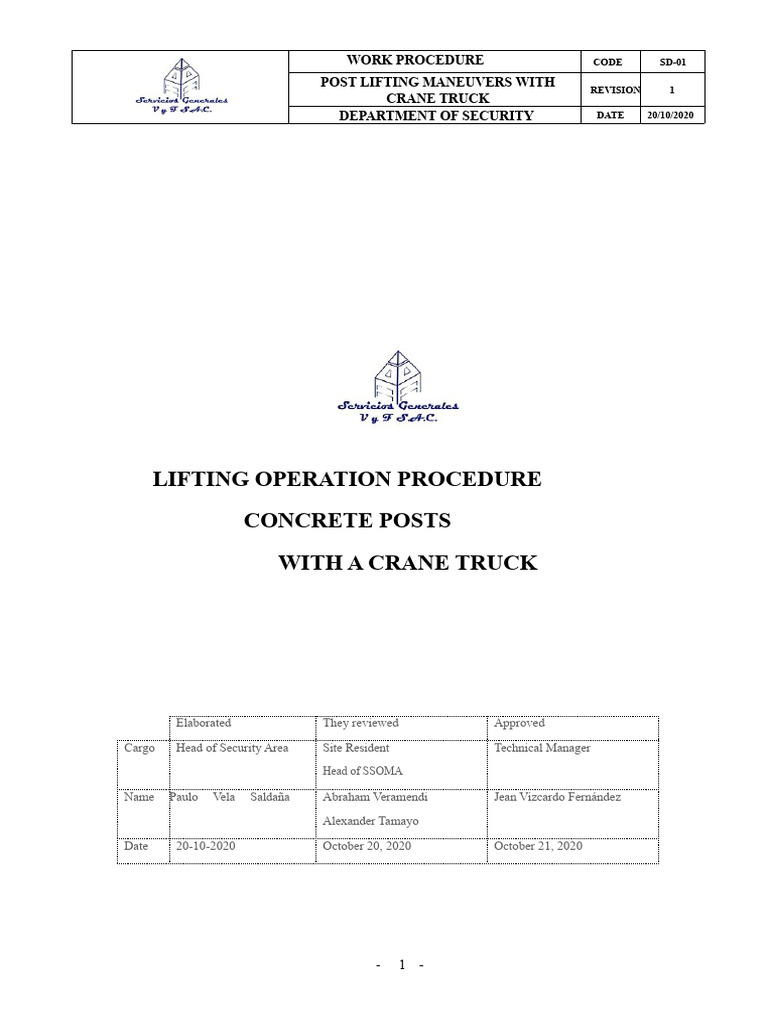 Crane Truck Post Lifting Procedure | PDF | Crane (Machine) | Safety