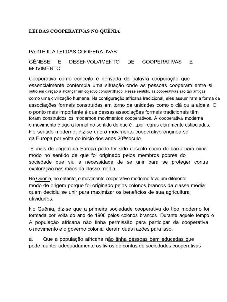 Lei Das Cooperativas | PDF | Cooperativa | Contabilidade