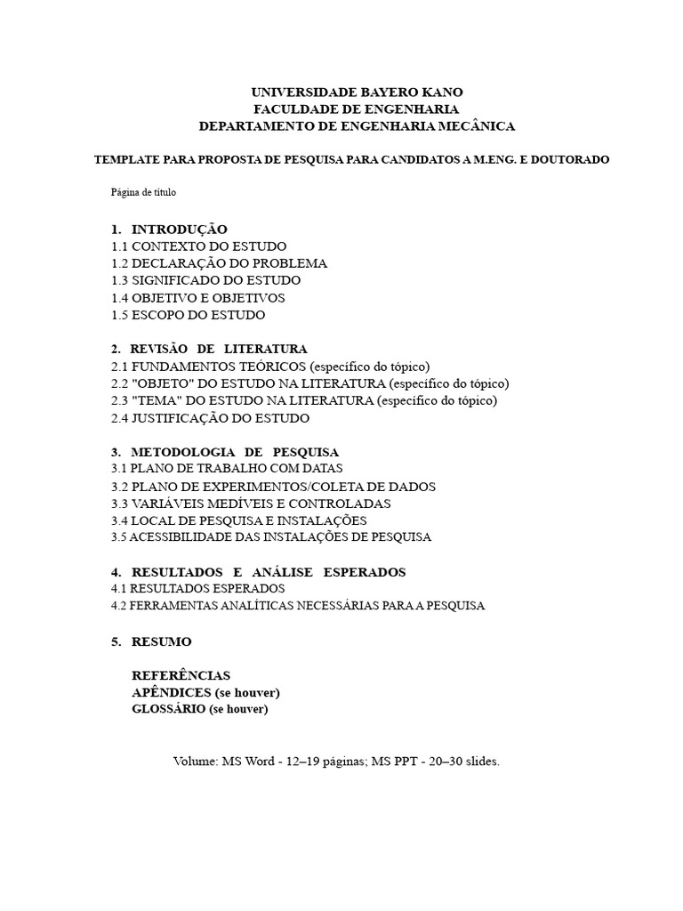 Template de Pesquisa em Engenharia Mecânica | PDF | Engenharia ...