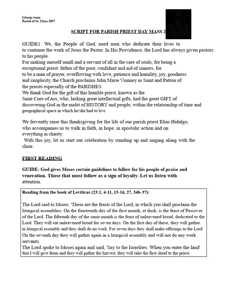 Script of Mass For Parish Priest Day 2017 | PDF | Eucharist | Worship