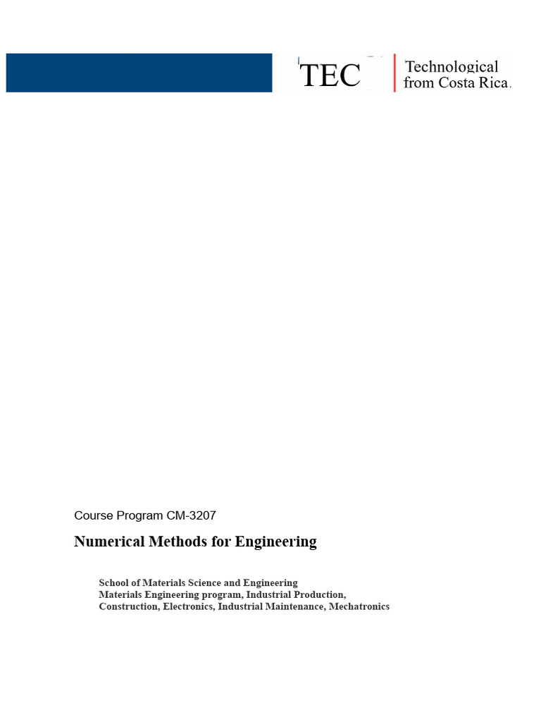 CM-3207 Numerical Methods For Engineering Summer Group 2 | PDF ...