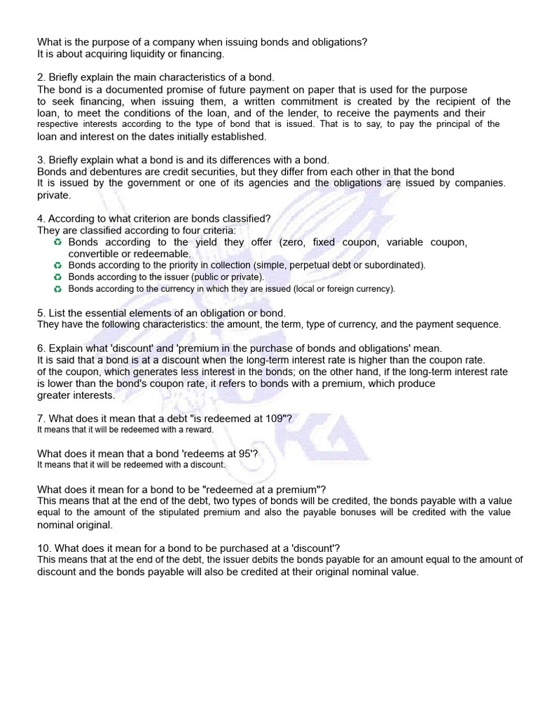 Questionnaire | PDF | Bonds (Finance) | Interest