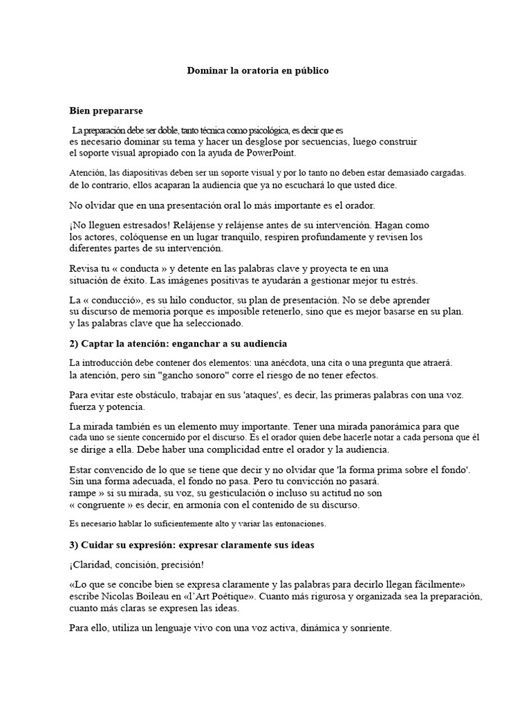 Guía para Dominar la Oratoria Pública | PDF | Hablar en público ...