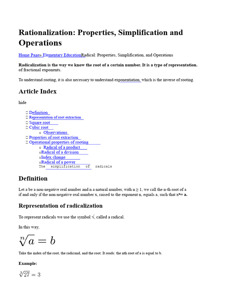 Understanding Radical Properties and Operations | PDF | Square Root ...