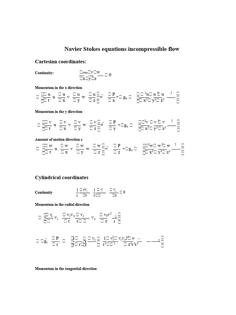 Navier-Stokes in Cartesian Coordinates | PDF | Navier–Stokes Equations ...