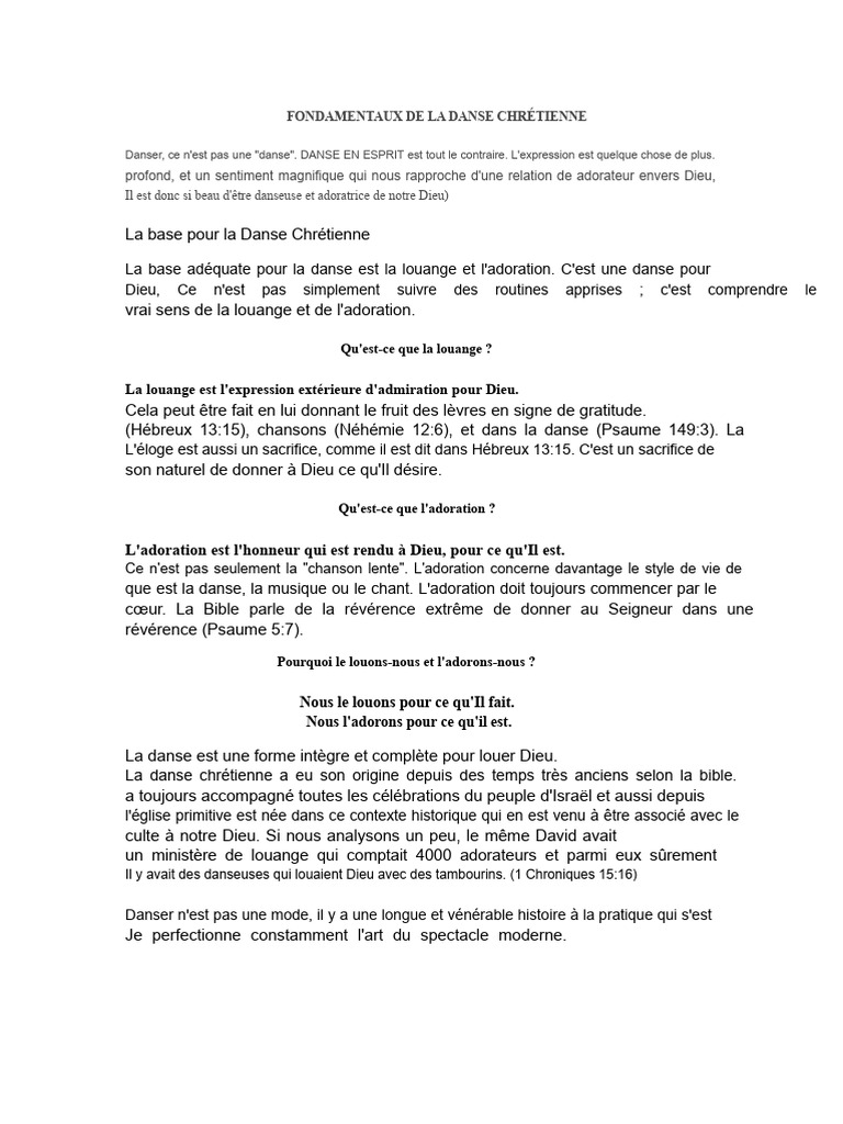 Fondements de La Danse Chrétienne | PDF | Dieu