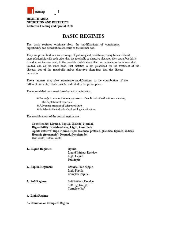 Basic Regimes PDF | PDF | Foods | Cooking