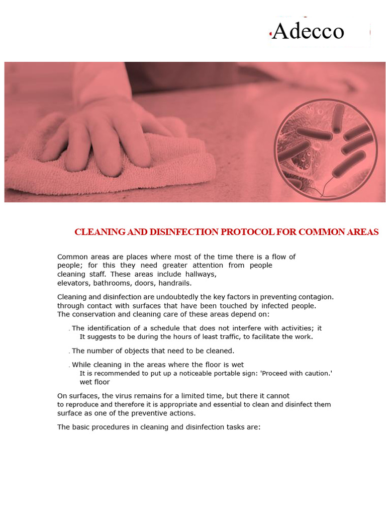 Cleaning and Disinfection Protocol For Common Areas | PDF ...