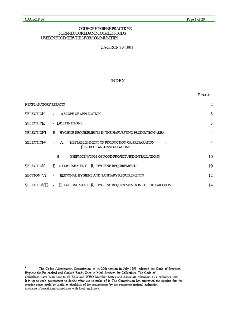 Hygiene Code for Community Food Services | PDF | Food Safety | Water