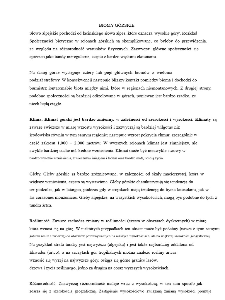 Biomy Górskie | PDF