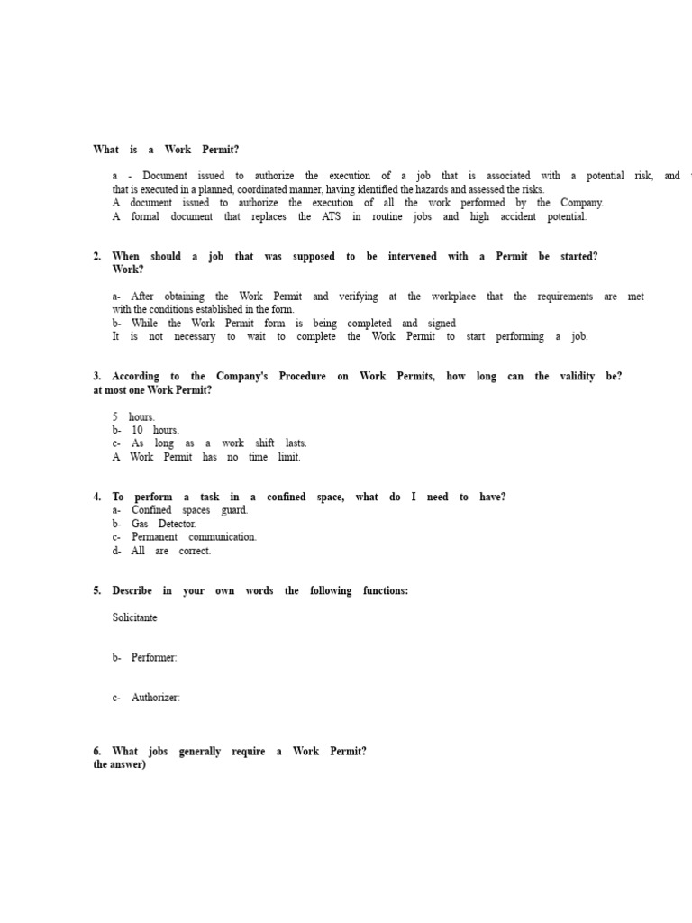 Understanding Work Permits and Procedures | PDF | Workplace ...