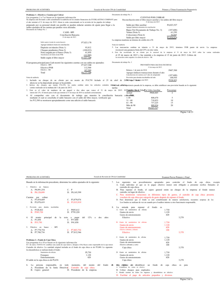 Auditoría de Cuentas y Efectivo 2015 | PDF | Cheque | Contabilidad