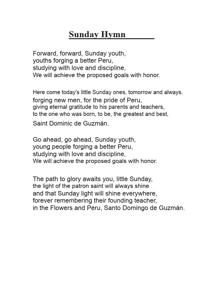 Sunday Hymn for Youth Empowerment | PDF