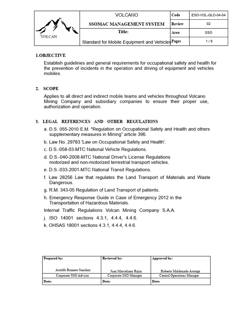 Mobile Equipment and Vehicles Standard | PDF | Truck | Regulatory ...